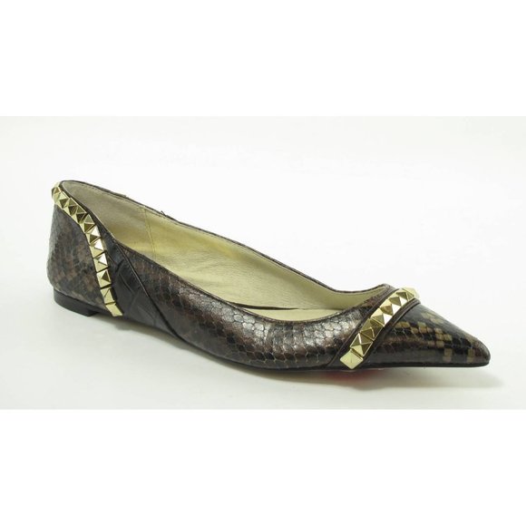 Michael Kors NEW! "ELLA" Snakeskin Studded Flats  MSRP $165 Women's Sizes  S1E1 - Picture 1 of 4